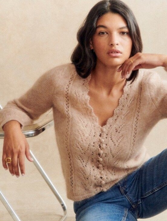 Sezane Sweaters - Sezane Angelo Cardigan Mohair Merino Wool Cream Beige Sweater Quiet Luxury MD